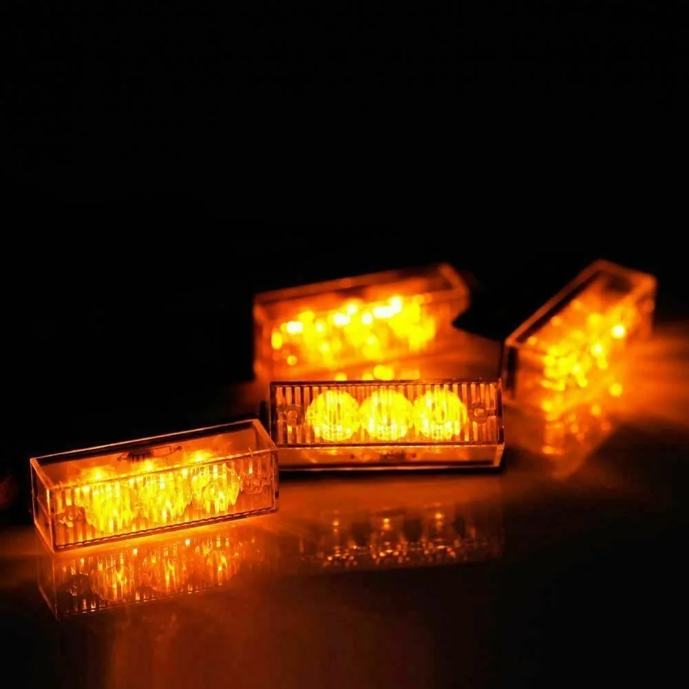 

Автомобильные 12 В 12 светодиодов мигающий гриль фары бар Strobes предупредительные сигналы восстановление распад янтарные мотоциклетные фары