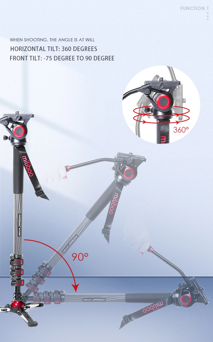 Miliboo MTT705Ⅱ Carbon Fiber портативный монопод с жидкой головкой для видеокамеры/штатив для цифровой зеркальной камеры