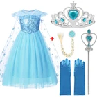 Платья для девочек, платье Эльзы, костюм Анны, детское платье принцессы для косплея, платье Снежной королевы, детские платья на день рождения