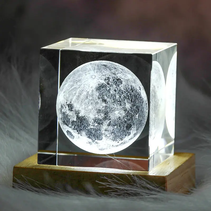 3D Луна Солнечная Galaxy модель системы Paperweight лазерная гравировка кристаллический