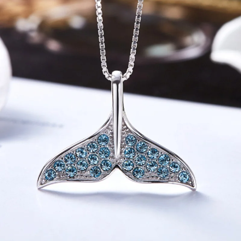 

2021 New Wild Simple Creative Fish Tail Pendant Necklace Ladies Necklace Fashion Zircon Fish Tail Necklace