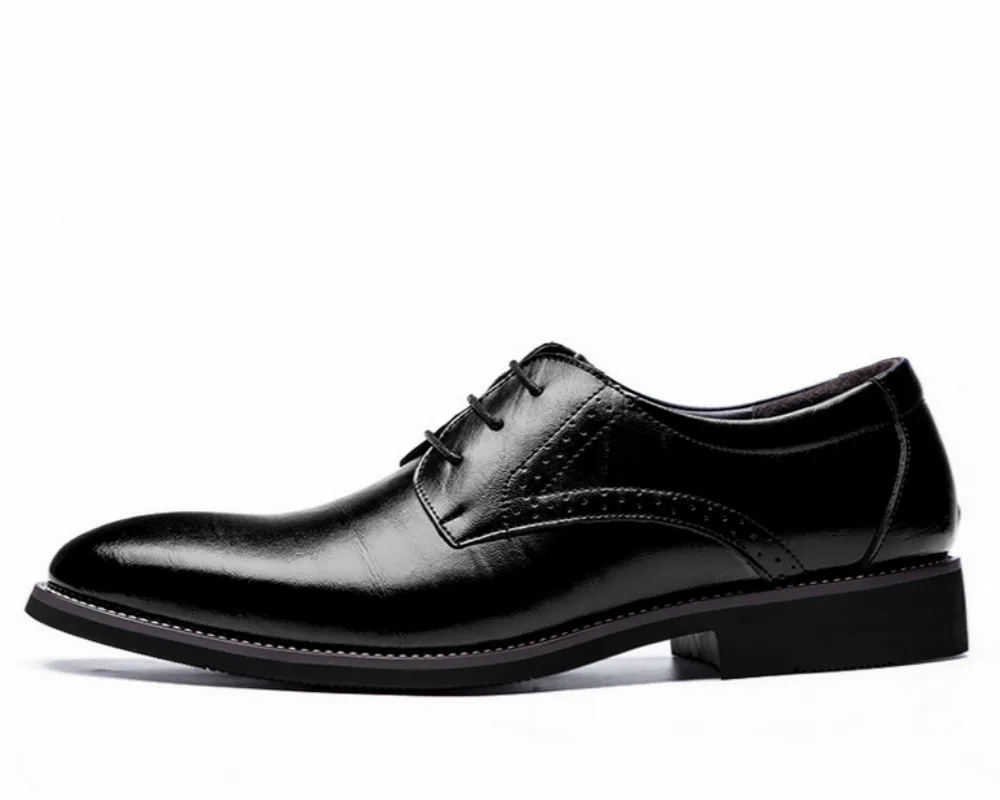 Новый 2018 модные мужские туфли из натуральной кожи острый нос Свадебная обувь