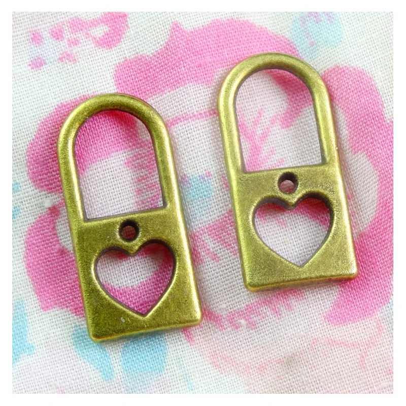 40 шт. Античная бронзовая подвеска с замком в виде сердца 26*12 мм для изготовления