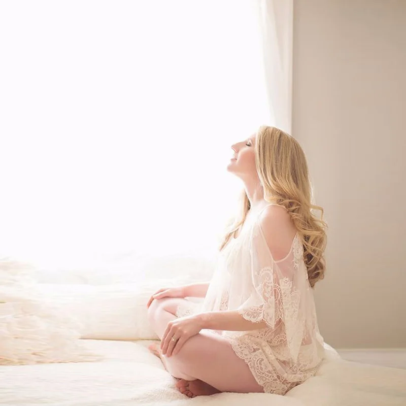 Maternity Dresses New Photography Props Flower Lace Dress Fashion V-neck Voile Summer Pregnant | Мать и ребенок