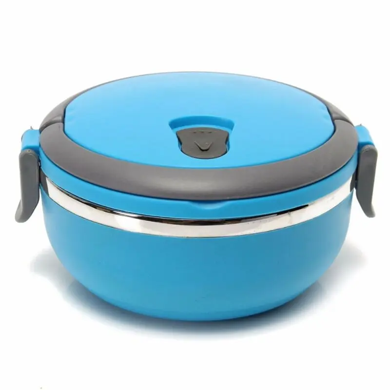 

Kitchen Microwave Round Lunch Box Stainless Steel Food Thermal Containers Instant Noodle Bowls Kids School Office Bento Box