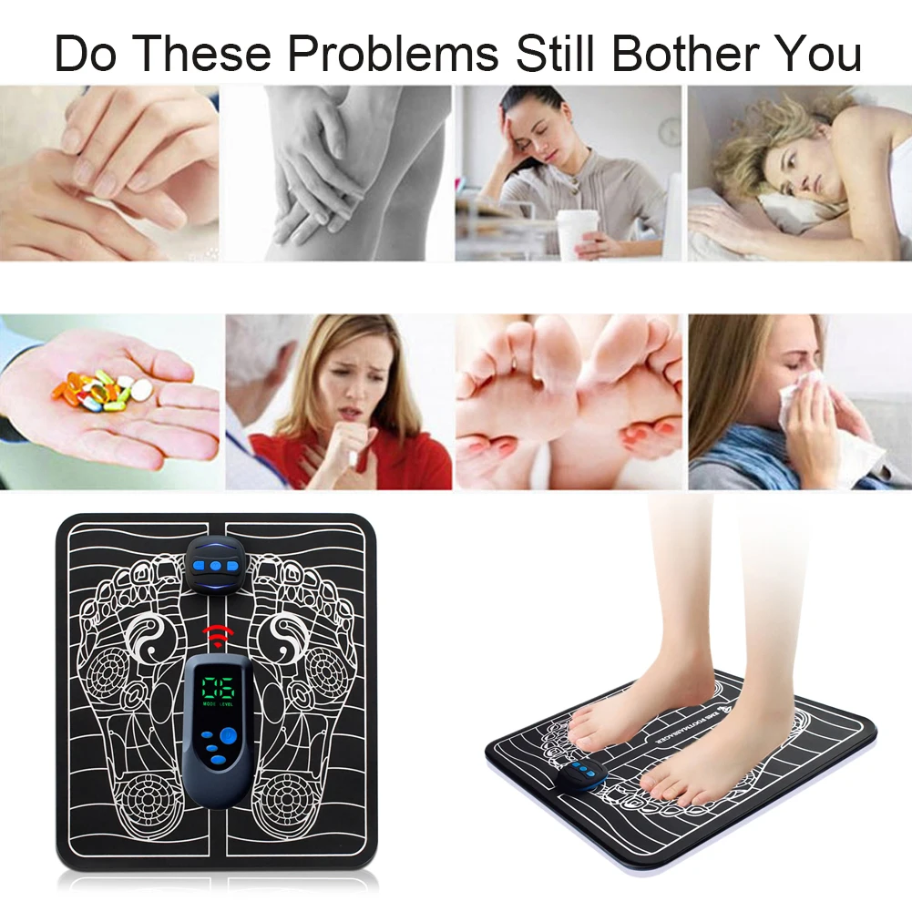 

Foot Massage Remote Control Smart EMS Sole Foot Massager Pulse Acupuncture Massage Pad Stickers Usb Rechargeable Foot Machine