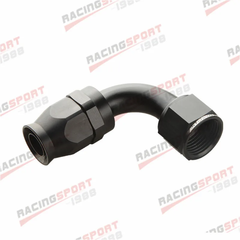 

New AN12 12AN AN-12 90 Degree Reusable Swivel PTFE Hose End Fitting Black