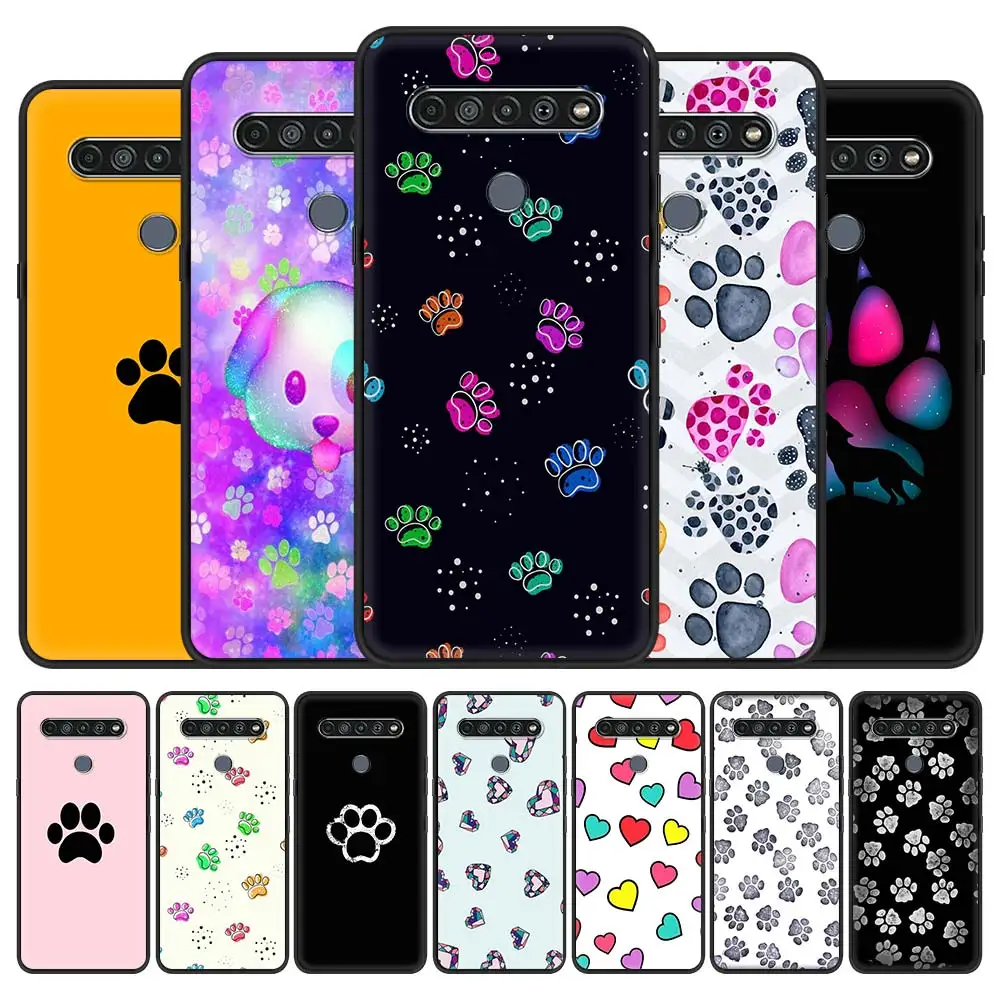 

Phone Case for LG K41s K61 G6 K40 K51 G8 K50s K40s G7 K52 K42 K71 K50 Soft Black Shell Cover Fundas Cute Cat Dog Claw Paw