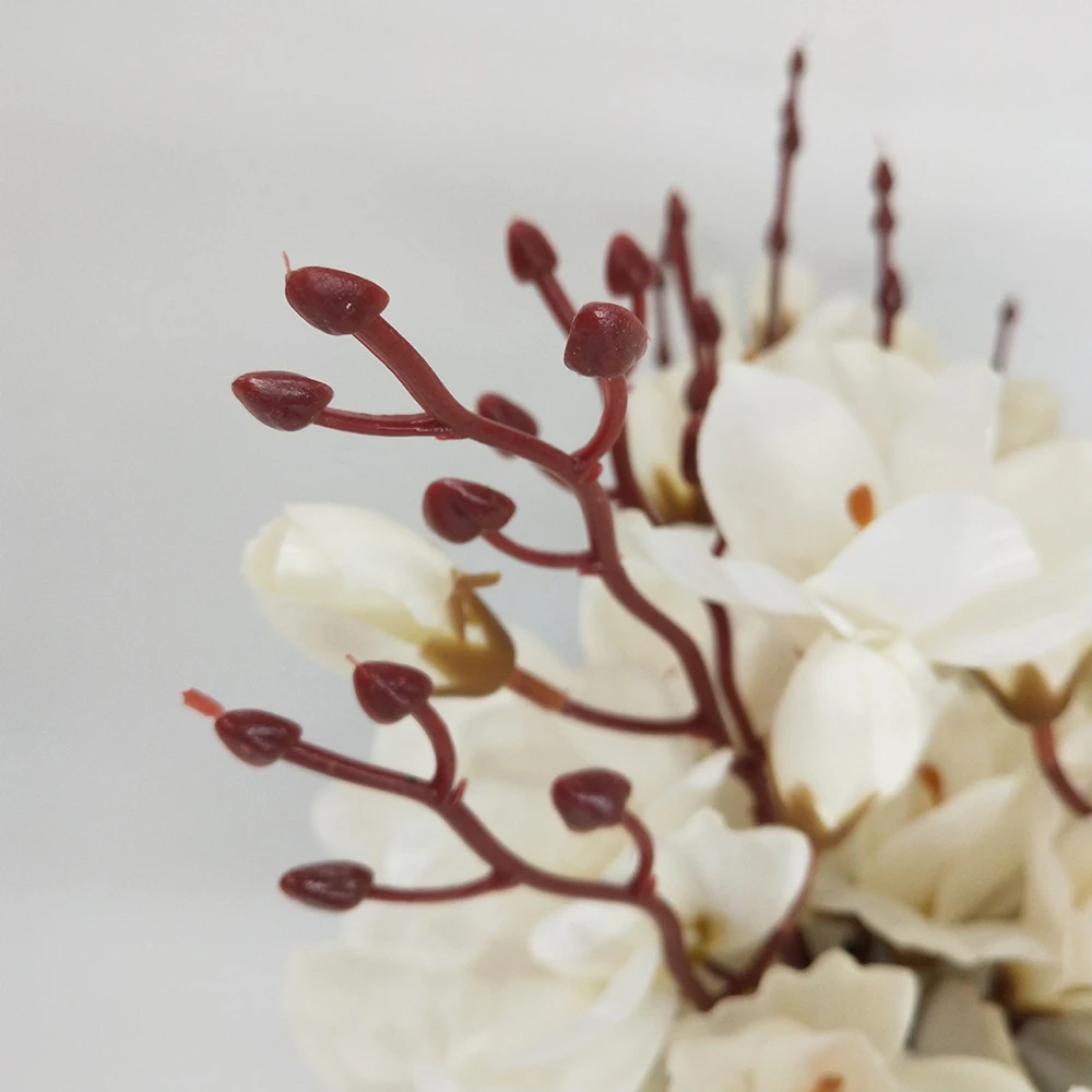 

1 Bouquet Simulation Magnolia Flower Snow Orchid Freesia Home Indoor Wdding Decoration Artificial Flowers Fake Silk Plant Flower
