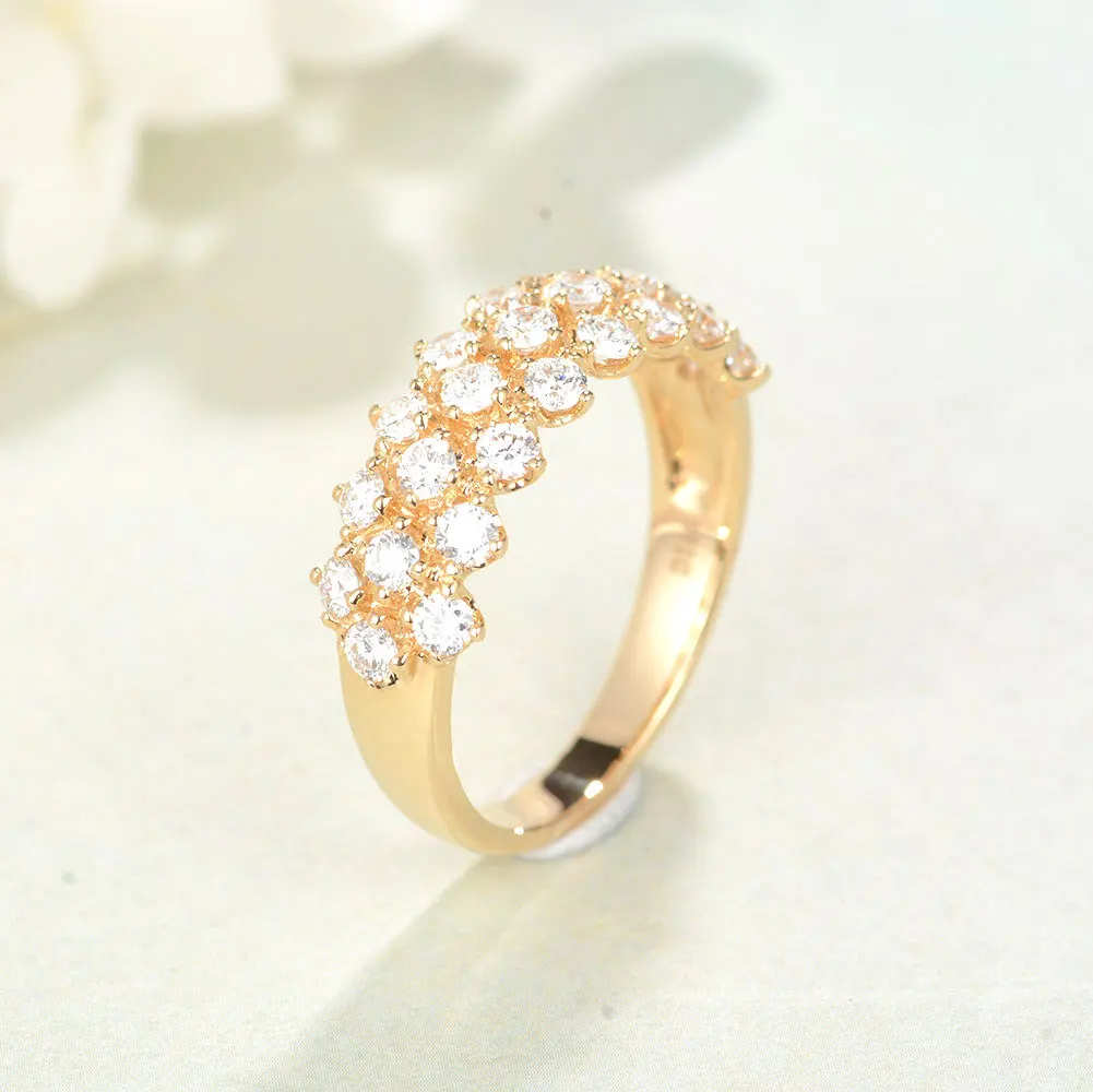 Роскошное бриллиантовое кольцо из золота 14 к с имитацией обручального кольца