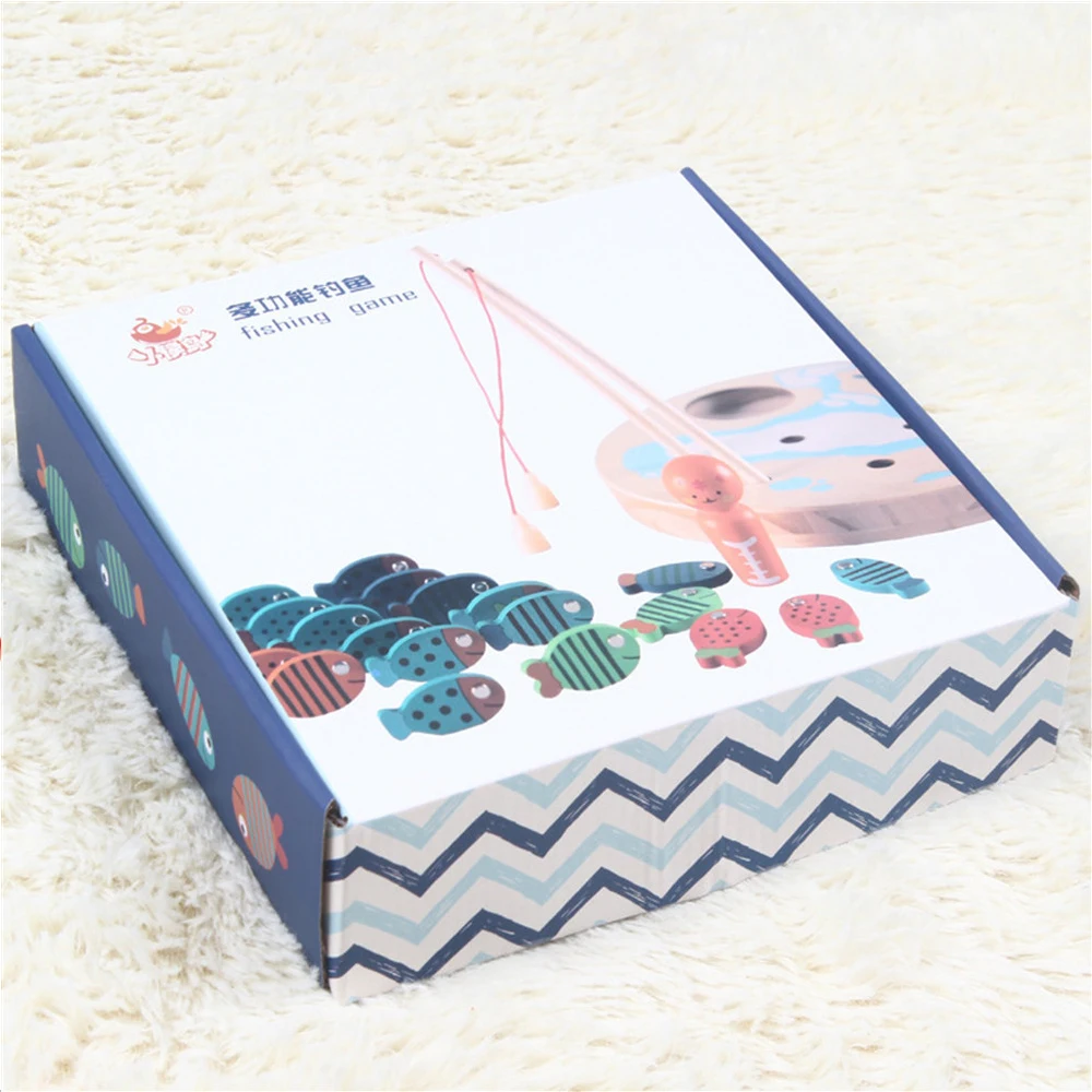 Детская забавная головоломка котенок сенсорная рыба деревянная Магнитная
