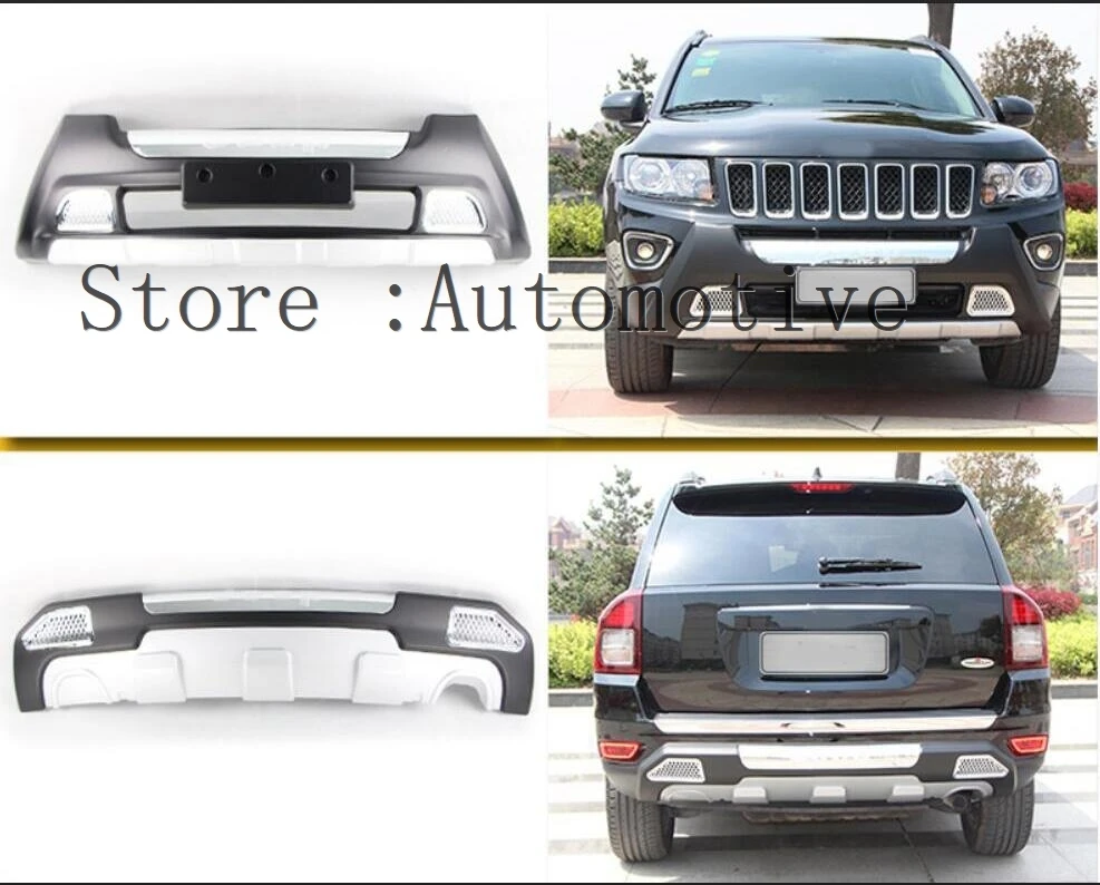 

For Jeep Compass 2014 2015 2016 Chrome Front + Rear high quality aluminum alloy plastic bumper before and after decoration