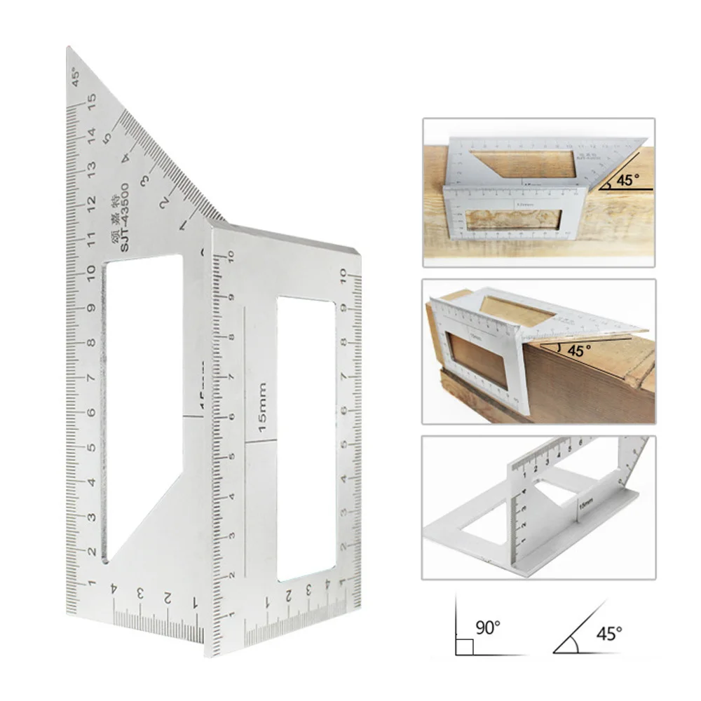 

Square Angle Ruler Aluminum Alloy Multifunctional T-shaped Gauge Ruler for Measuring Woodworking Tool Parts