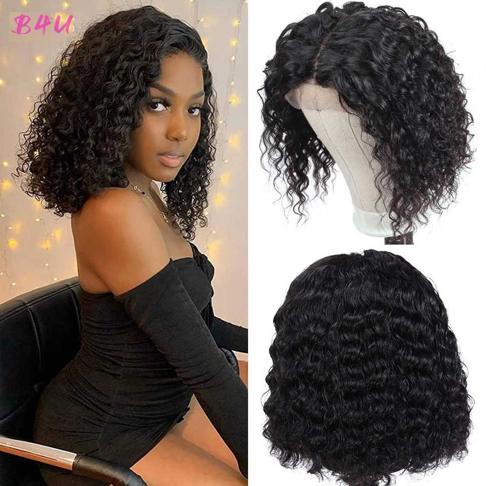 

Deep Wave Bob Wig Short 13x4 Lace Front Human Hair Wigs PrePlucked For Women Kinky Deep Water Wave Lace Frontal Wig 4x4 Lace Wig
