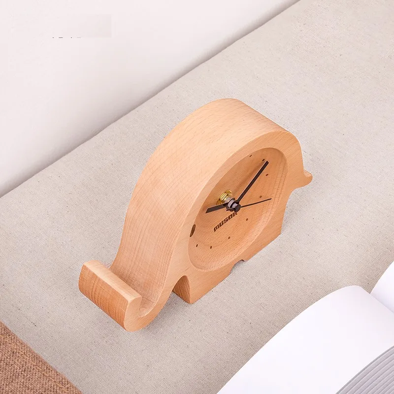 Деревянное украшение для дома часы мультяшные слон детей настольные