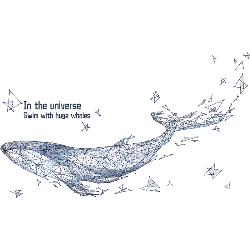 Абстрактный геометрический КИТ 3D Звездное небо большая рыба стикер на стену s