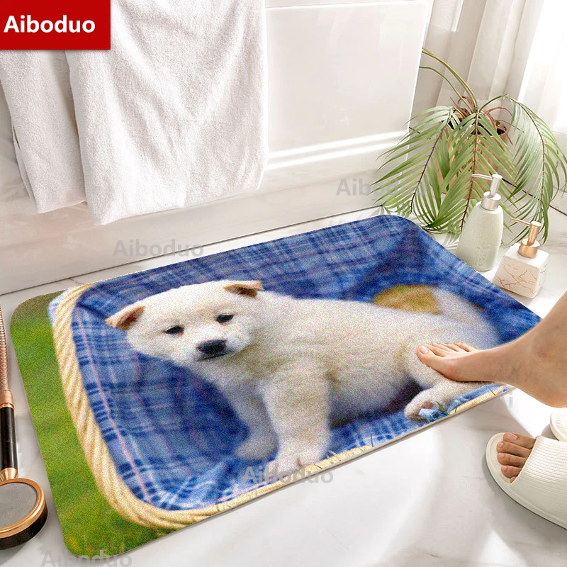 

Aiboduo 40*60cm 50*80cm Kawaii Animal Bathroom Carpet Floor Rug Cute Dog Decorative Hallway Entrance Retro BathMat Doormat Decor