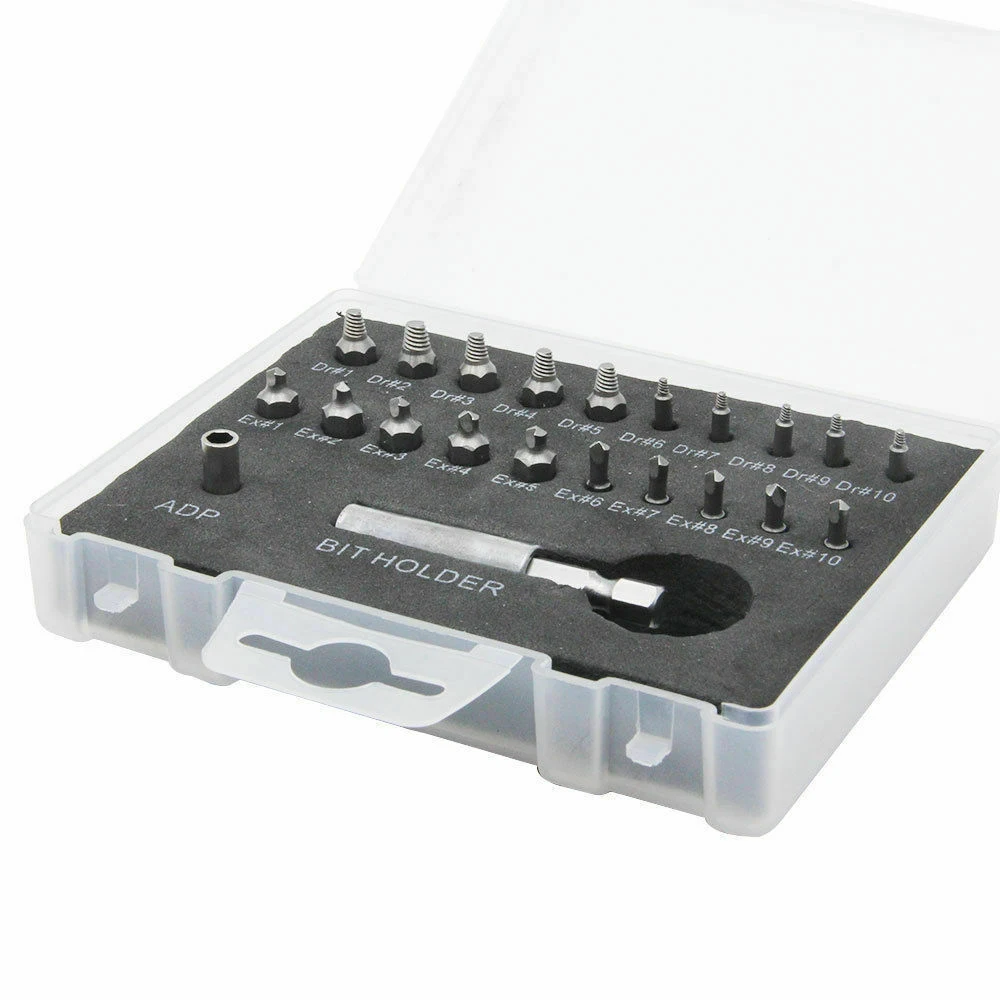 

22Pcs Damaged Screw Extractor Tools Set Broken Screw Extractor Stripped Remover Magnetic Extension Bit Holder Socket Adapter Kit