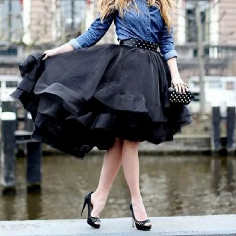 

Birthday Outfit Midi Skirts Fullness Tulle Jupe Femme Women Skirt Maxi Saias Tutu Skirt Best Dressed