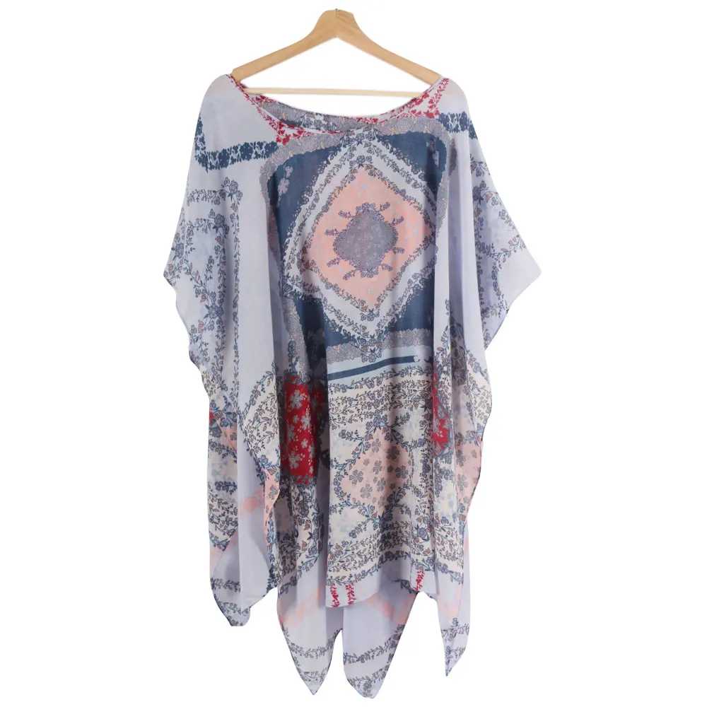 Женский пляжный шарф с кисточками и принтом накидка-пончо солнцезащитный мягкая