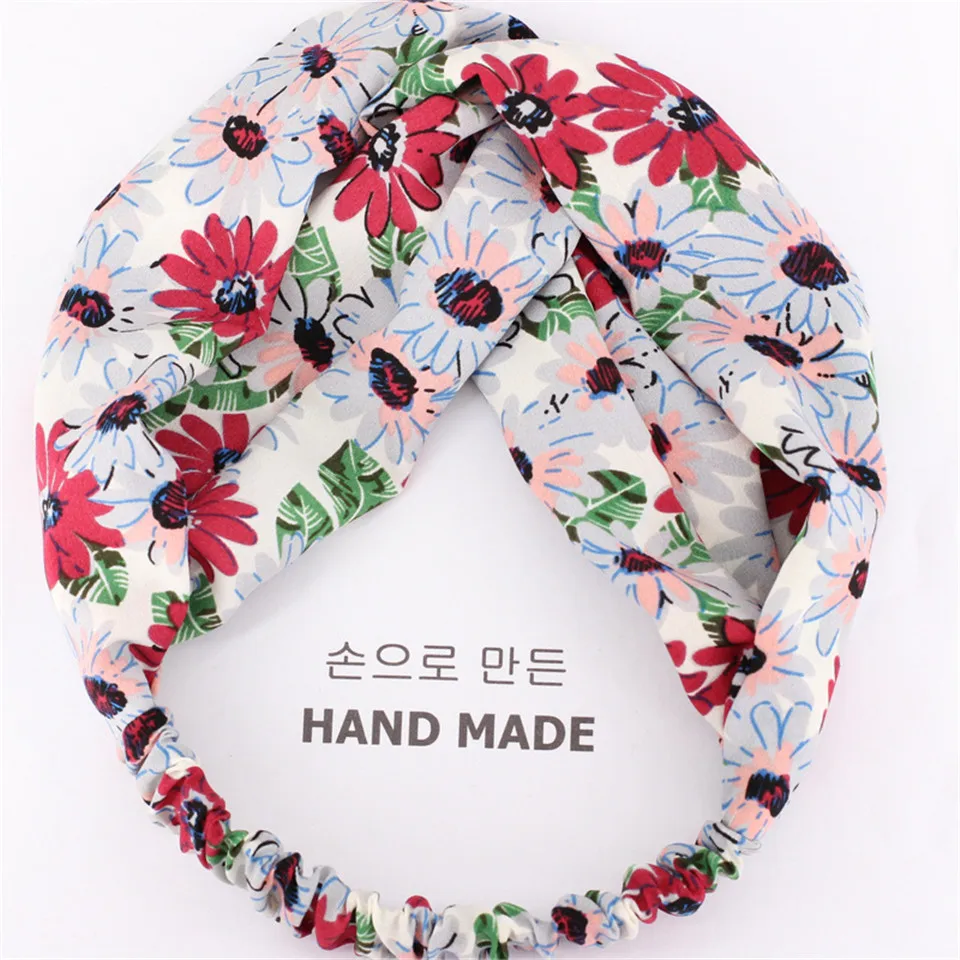 Повязка для волос с цветочным принтом женская богемный Бандаж перехлёстом