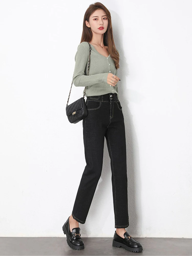 

High Waist Loose Comfortable Jeans For Women Plus Size Casual Straight Pants Mom Jeans Basic Denim Jeans Classic 4 Season Women