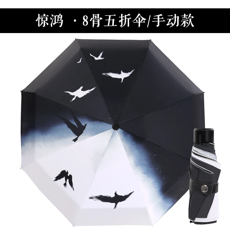 

Ladies Folding Umbrella Windproof Black Coating Umbrella Fashion Fashion Portable Strong Wind Parasolka Household Product JJ60YS