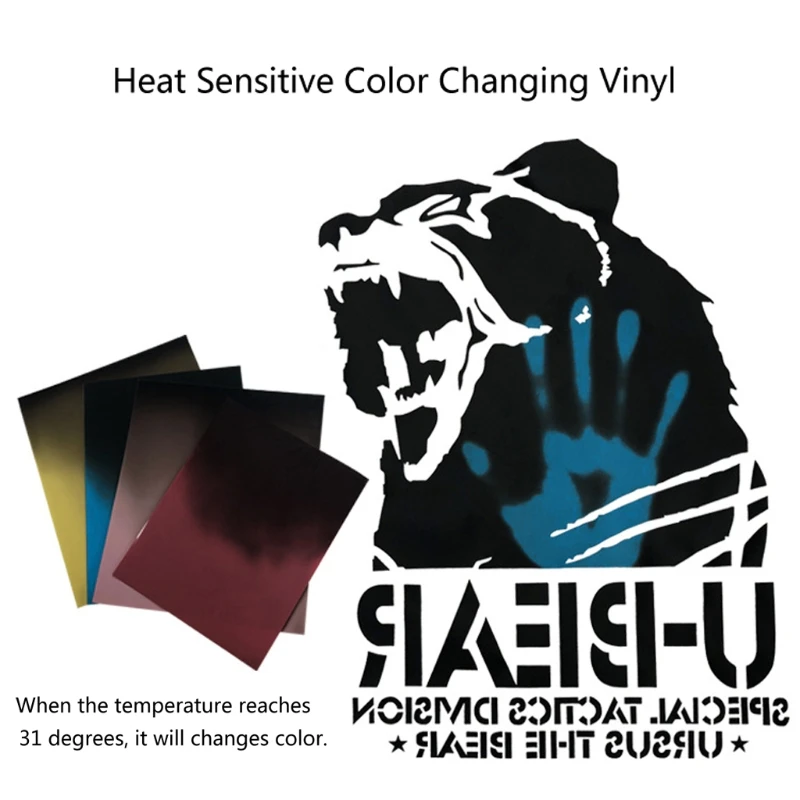 

Heat Sensitive Color Changing Heat Transfer Vinyl HTV Iron on Print Art Crafts A2UA