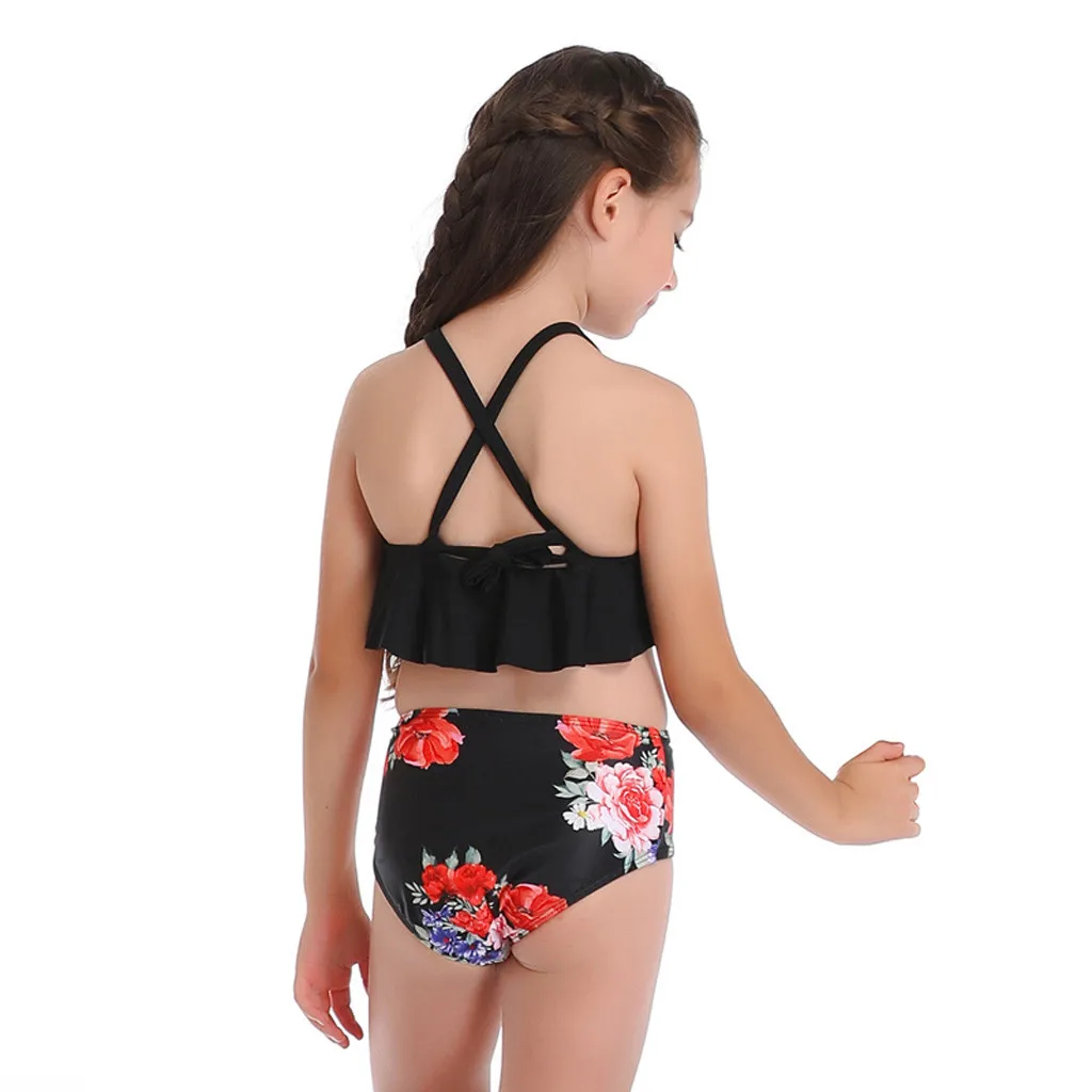 Купальный костюм из двух предметов с принтом для мамы и дочки Одинаковая одежда