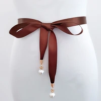 21 colors pearl satin ribbons belt simple luxury waistband wedding party engagement daily dress trousers decoration