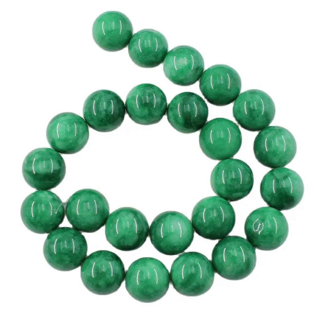 

APDGG Natural Stone 16MM Smooth Round Green Jade Nephrite Loose Beads 15.5" Strands For Necklace Bracelet Jewelry Making DIY