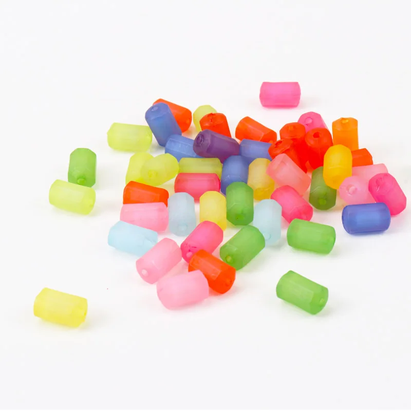 Разноцветные цилиндрические Матовые акриловые бусины-разделители для украшений