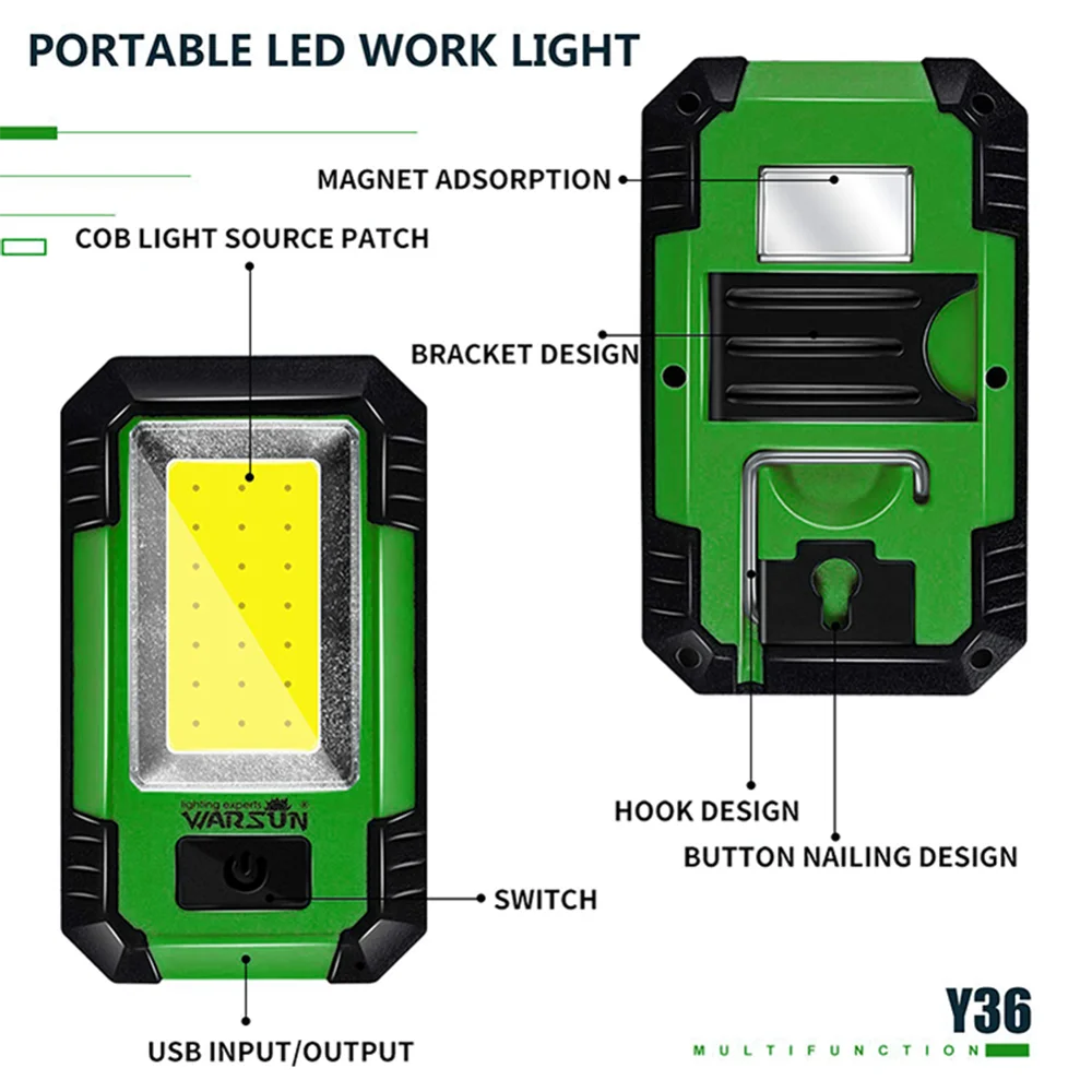 Warsun Y36 Manufactory Led High Brightness Work Light  Car Repair Waterproof Power Bank Rechargeable Magnetic Base Camping Lamp