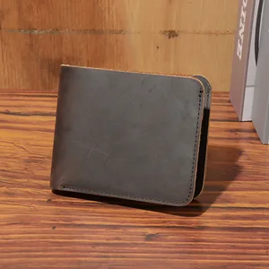 Кошелек мужской из натуральной коровьей кожи, складной, коричневый, в стиле ретро, 100%