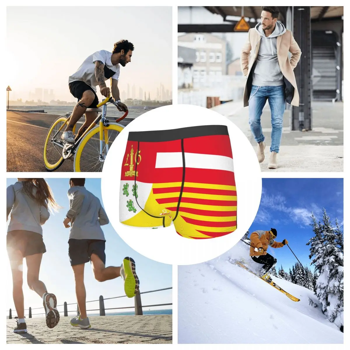 Flag Of The Province Of Liège Men's Boxer Briefs Belgian Funny Sarcastic elastic pants for men