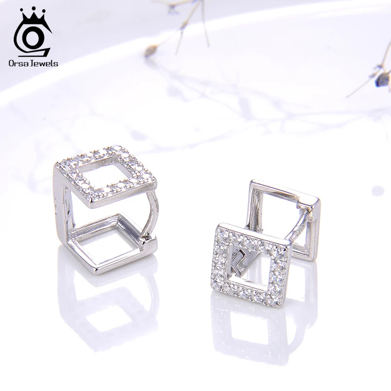 ORSA JEWELS S925 изысканные женские серьги последние стерлингового серебра геометрическая форма серьги милые повседневные ювелирные изделия для торжественного случая SE188