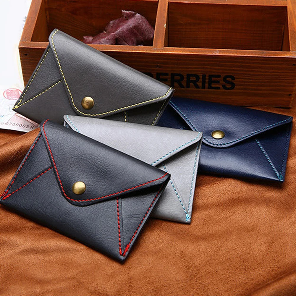 Лаконичный Матовый ультратонкий кожаный кошелек конверт с держателем для карт