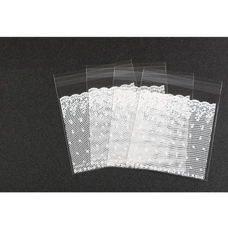 100 шт. пластик прозрачный белый ярких цветов с кружевом Подарочный мешок для