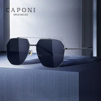caponi polarized men sunglasses double bridge brand design alloy black shades for male car driving ray cut sun glasses cp21007