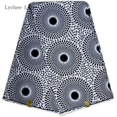 Lychee Life Африканская Хлопковая вощеная ткань черного и белого цвета с цветочным
