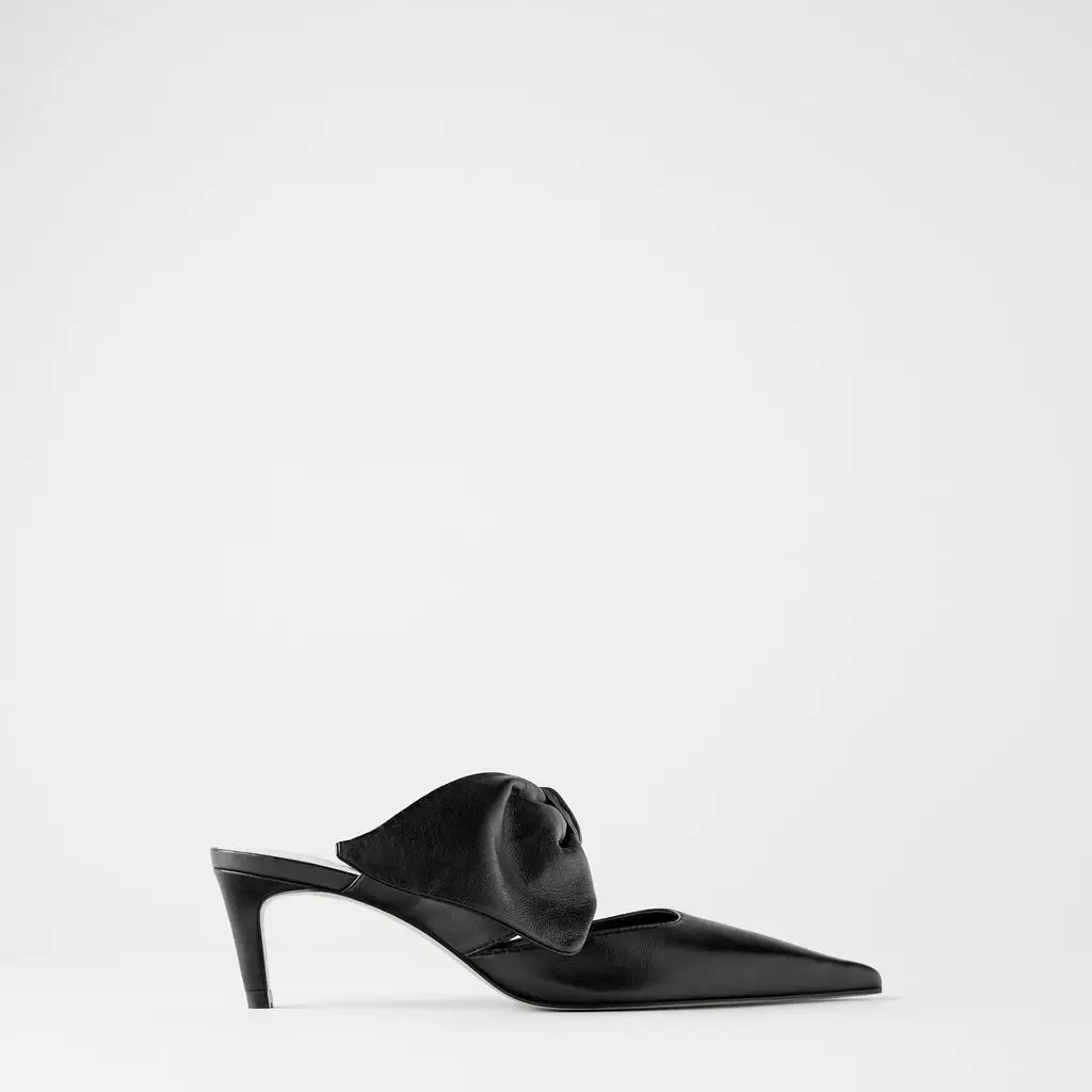 

2020 New Shoes Black Bow Decoration Fine High-Heeled Shoes Women Shoes High Heel