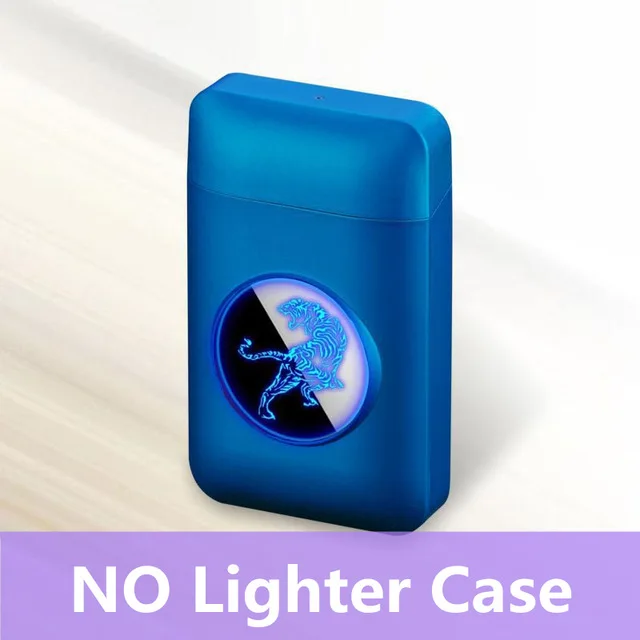 Without lighter Чехол для сигарет с металлической емкостью, электронная USB Зажигалка, 19 шт., держатель для сигарет, электрическая плазменная дуговая зажигалка, мужские подарки - Цвет: Without lighter