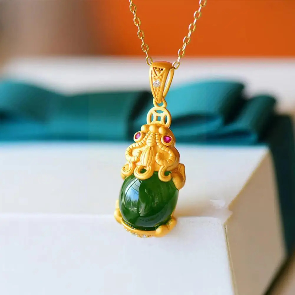 

45cm Fashion Green Necklace Fine Vintage Charm Pendant For Woman Man Party Birthday Wedding Gift Lucky Necklace V7y0
