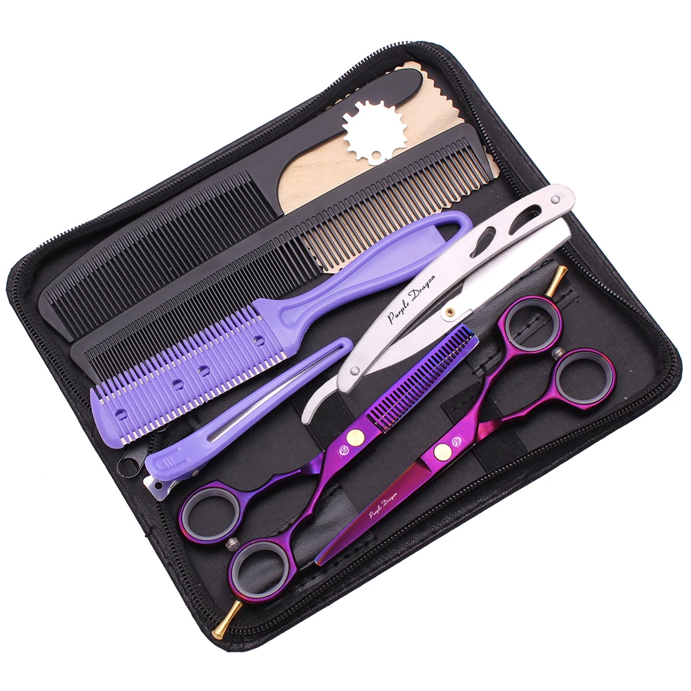 

Haircut Set 5.5" Ciseaux Coiffure Professionnelle JP Stainless Purple Dragon Barber Hair Cutting Scissors Beauty Thinning 1104#