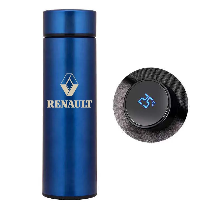 

500ML Intelligent Thermos For Renault Emblem Clio Temperature Display Customize Logo Stainless Steel Vacuum Water Cup Travel mug