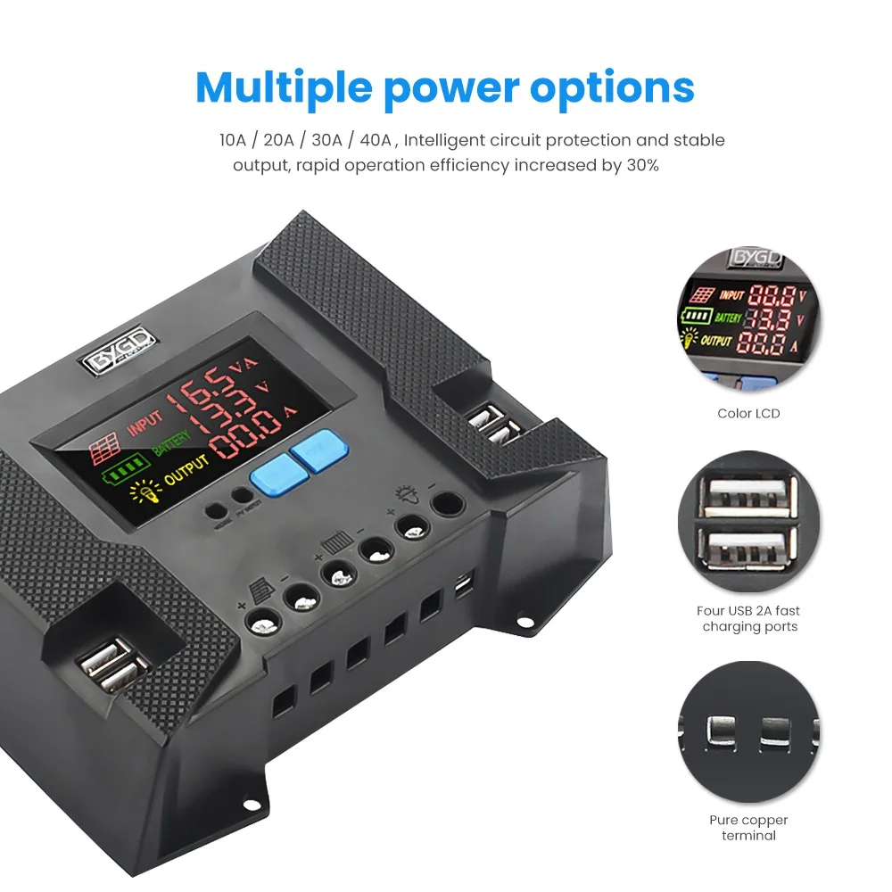 Контроллер заряда солнечной батареи SUNYIMA ШИМ регулятор панели с ЖК дисплеем 4 USB 12