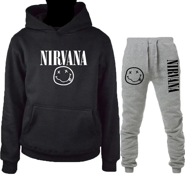2019 новый рок-группа NIRVANA печать осень-зима мужской модный пуловер с капюшоном +