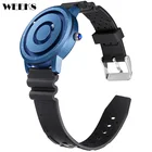 Синий Круглый циферблат часы для Для мужчин кварцевые часы Креативный дизайн магнитный шарик черный резиновый силиконовый ремешок Для мужчин s Наручные часы