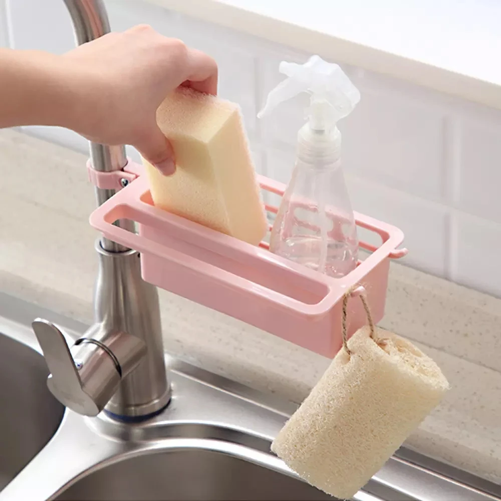 

Punch-Free Faucet Kitchen Sponge Rack Hanging Suction Cup Drain Basket Shower Holder Shelf Cosmetics Organizer Storage