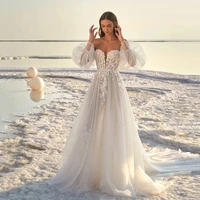 backless wedding dresses a line long sleeves tulle appliques lace dubai arabic wedding gown bridal dress vestido de noiva